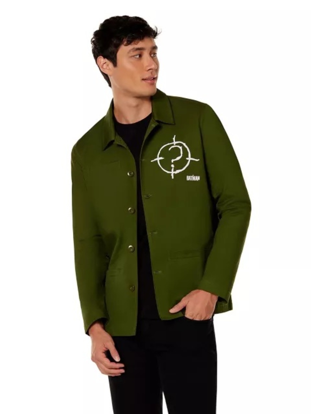 Batman The Riddler Olive Green Lightweight Shirt Jacket